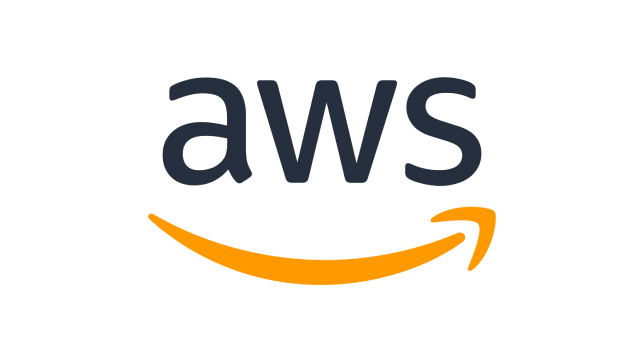 오른쪽 아래를 가리키는 구부러진 주황색 화살표가 있는 검은색 글자의 AWS