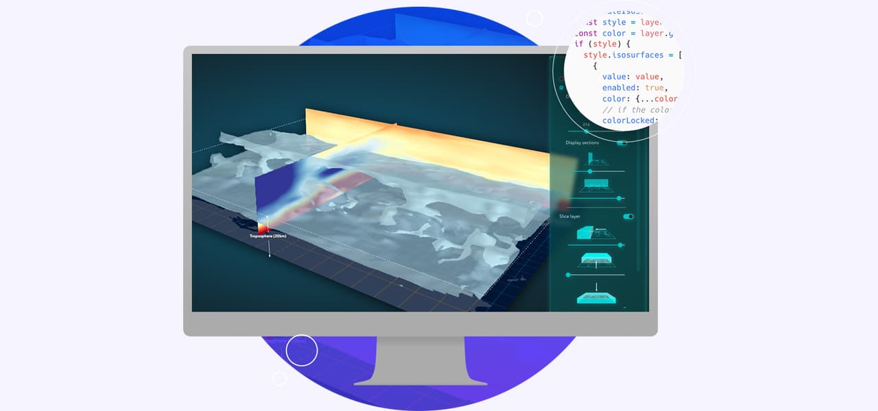 수직 고도를 보여주는 인셋 라인 그래프가 있는 산길의 3D 맵이 표시된 컴퓨터 모니터