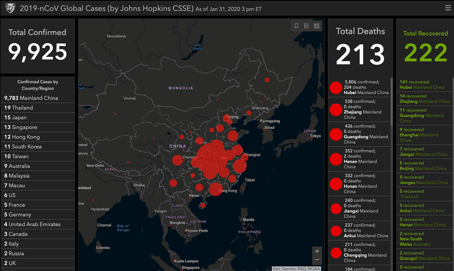 Esri 대시보드 맵 디스플레이의 검은색 및 빨간색 플롯 포인트